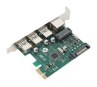 Tarjeta PCI Express PCI-E a USB3.0 3 Puertos + Gigabit RJ45 + Conector de Alimentación de 4 Pines Adaptador de Expansión Tarjeta Vertical