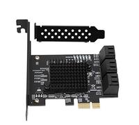 Tarjeta PCIe SATA, 6 Puertos con Soporte de Perfil Bajo, Controlador SATa 3.0 de 6 Gbps Tarjeta de Expresión PCI Express, Marvell 88SE92xx + 109X, Admite 4 Dispositivos SATa 3.0 para HDD SATA6G 3G 1.5