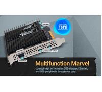 Tarjeta PCIe Sonnet McFiver - Tarjeta adaptadora multifunción con Dos Ranuras M.2 NVMe SSD, Ethernet de 10 GB y Dos Puertos USB-C de 10 Gbps