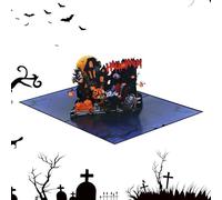 Tarjeta Pop-Up 3D de Halloween - Felicitación Espeluznante | Escultura de Papel Tridimensional | Diseño de Calabaza, Fantasma y Casa Encantada, Regalo Divertido para Niños, Amigos y Familia