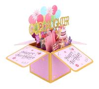 Tarjeta Pop-Up Cumpleaños para Ahijada, 3D Divertida Happy Birthday Tarjeta Saludo con Sobre Diseños de Globos & Fuegos Artificiales para Niña de Padrino Madrina Regalo Conmovedor