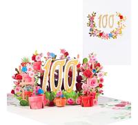 Tarjeta pop-up para el 100º cumpleaños, diseño de flores 3D, 100 años, para mamás, abuelas y mujeres, tarjeta romántica de aniversario