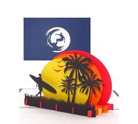 Tarjeta Pop Up "Surfer Sunset play" - Tarjeta de cumpleaños, tarjeta de invitación de vacaciones, tarjeta de viaje para surf, Florida como regalo, tabla de surf e invitación al curso de surf