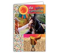 Tarjeta que se abre Vive Santa Catalina Feliz Fiesta 25 de noviembre para Niña Niña Adolescente Amiga Novia Campeona Equitación Pony Caballo Animal Sport - Con sobre blanco formato 12 x 17,5 cm