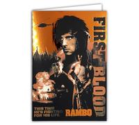Tarjeta RAMBO First Blood con licencia oficial de color brillante This time he's fighting for his life - Tarjeta abierta blanca de 23 x 17 cm - con sobre blanco 12 x 17,5 cm - Para cumpleaños y