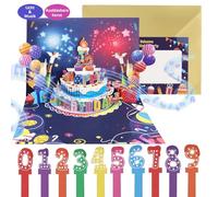 Tarjeta Regalo 3D,Tarjeta Cumpleaños Pop Up,Tarjeta Felicitacion Cumpleaños Con Musical y Luz,Postal Cumpleaños Mujeres Hombrescon Sobres y Tarjeta Mensaje,Diseño Divertido Regalos Cumpleaños Niños