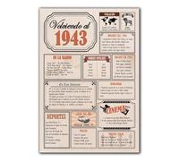 Tarjeta Regalo Cumpleaños 1943 / Felicitación Aniversario / Póster Vintage Año de Nacimiento 1943 / Cartel Decoración Fiesta Época / Celebración Hombre o Mujer / Regalo Original y Especial