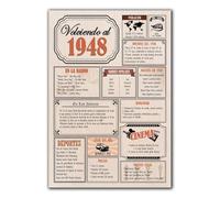 Tarjeta Regalo Cumpleaños 1948 / Felicitación Aniversario / Póster Vintage Año de Nacimiento 1948 / Cartel Decoración Fiesta Época / Celebración Hombre o Mujer / Regalo Original y Especial