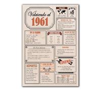 Tarjeta Regalo Cumpleaños 1961 / Felicitación Aniversario / Póster Vintage Año de Nacimiento 1961 / Cartel Decoración Fiesta Época / Celebración Hombre o Mujer / Regalo Original y Especial