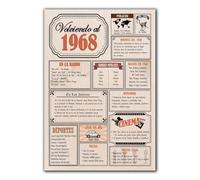 Tarjeta Regalo Cumpleaños 1968 / Felicitación Aniversario / Póster Vintage Año de Nacimiento 1968 / Cartel Decoración Fiesta Época / Celebración Hombre o Mujer / Regalo Original y Especial