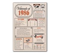 Tarjeta Regalo Cumpleaños 1986 / Felicitación Aniversario / Póster Vintage Año de Nacimiento 1986 / Cartel Decoración Fiesta Época / Celebración Hombre o Mujer / Regalo Original y Especial