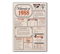 Tarjeta Regalo Cumpleaños 1988 / Felicitación Aniversario / Póster Vintage Año de Nacimiento 1988 / Cartel Decoración Fiesta Época / Celebración Hombre o Mujer / Regalo Original y Especial