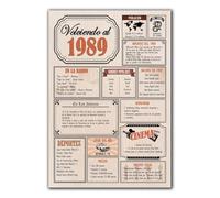 Tarjeta Regalo Cumpleaños 1989 / Felicitación Aniversario / Póster Vintage Año de Nacimiento 1989 / Cartel Decoración Fiesta Época / Celebración Hombre o Mujer / Regalo Original y Especial