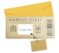 Tarjeta Regalo Rasca y Gana, Billete Dorado para Rascar, Golden Ticket, Tarjeta Dorada, Tarjetas Personalizadas para Rellenar, Regalo pareja romántico para San Valentín