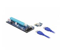 Tarjeta Riser DeLock 41430 PCIe x1 a x16 con cable USB 60 cm y alimentación SATA