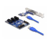 Tarjeta Riser DeLock 41442 PCIe x1 a 3 x PCIe x1 con cable USB 50 cm y alimentación SATA