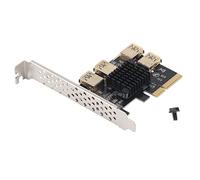Tarjeta Riser PCI-E, Adaptador multiplicador de 1 a 4 Puertos USB 3.0 para PCI-E X4, Tarjeta de expansión PCIe Plug-and-Play para rigs de minería con GPU, con Conectores chapados