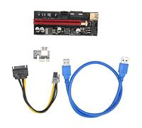 Tarjeta riser PCIe de 1x a 16x, cable de extensión para GPU con 4 capacitores sólidos y alimentación de 6 pines, cable de datos USB 3.0 con hebilla fija para rig de minería y (estilo de línea azul)