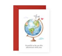Tarjeta romántica con temática de viaje - Adventure with You - Regalos de agradecimiento para él, ella, esposa, marido, pareja, novia, novio, prometido, compañero de viaje - Tarjeta de amor para