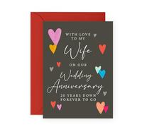 Tarjeta romántica de 20 aniversario para ella, con texto en inglés "20 Years Wedding Anniversary Wife", regalos para cónyuge, bebé, cariño, querida, otra mitad, Forever To Go, viene con divertidas