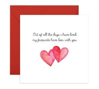 Tarjeta romántica de amor - Out of All the Days I Have Lived - Tarjeta de aniversario sentimental para pareja, esposa, marido, novio o novia - Corazón de acuarela - Viene con pegatinas