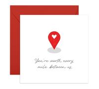 Tarjeta romántica de aniversario con texto en inglés "Long Distance Love", regalos para esposa, marido, novia, novio, él, ella, pareja, parejas casadas, cónyuge, líneas del día de San Valentín, viene