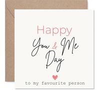 Tarjeta romántica de aniversario, palabras cálidas para tu persona favorita, diseño minimalista de corazón con letras a mano, una bonita manera de celebrar la unión, cuadrada de 145 mm, sobre incluido