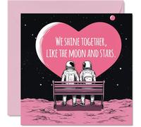 Tarjeta romántica de aniversario para él y ella, amor lunar, tarjeta del día de San Valentín, novio, novia, marido, esposa, pareja, 145 mm x 145 mm, bonitas tarjetas de felicitación para prometido