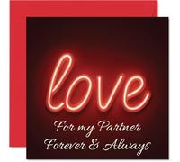 Tarjeta romántica de aniversario para pareja, con texto en inglés "Says It All", diseño brillante de amor con mensaje Forever & Always para el día de San Valentín, cuadrado de 145 mm, sobre incluido