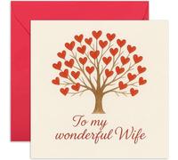 Tarjeta romántica para el día de San Valentín para esposa, regalo con texto en inglés "To My Wonderful Wife", elegante diseño de corazón, para mujeres, interior en blanco con sobre