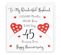 Tarjeta romántica para marido de 45 aniversario de boda - To My Wonderful Husband - 45 años increíbles - Colección atemporal