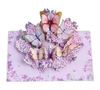 Tarjeta romántica plegada con diseño artístico de flores para expresar emociones sinceras en ocasiones personales especiales (Lila Mariposa)