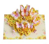 Tarjeta romántica plegada con diseño artístico de flores para expresar emociones sinceras en ocasiones personales especiales (girasol mariposa)