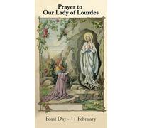 Tarjeta sagrada laminada de Nuestra Señora de Lourdes (paquete de 5) con dos tarjetas de oración incluidas