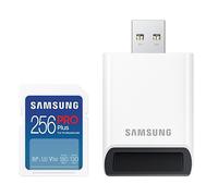 Samsung PRO Plus Tarjeta de memoria SD con Lector, 256 GB, 180 y 130 MB/s, Full HD & 4K UHD, UHS-I, U3, V30, A2, Compatible con Smartphone Android, Tableta, GoPro y Drone DJI (MB-SD256SB/WW)