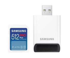 Tarjeta Samsung PRO Plus SDXC 512GB UHS-I + Lector SD de tamaño completo (2023)