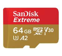 Tarjeta SanDisk Extreme microSDXC 64 GB Clase 10, UHS-I, v30 Clase de Velocidad de Video, resistencia a golpes, impermeable