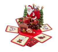 Tarjeta Santa Surprise - Central De Navidad Emergente, Notargo Vacaciones En 3D | Holiiday Desk Carrd, Exhibición Mesa Temporada, Escena Para La Cena El Hogar