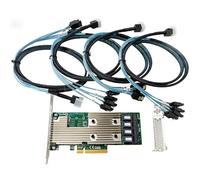 Tarjeta SAS HBA Compatible con LSI 9305-16i IT Mode PCIe SATA, Tarjeta de expansión de 16 Puertos 12Gbps PCIe 3.0 x8, Controlador HBA con 4× SFF-8643 a 4× Cables SATA, para NAS ZFS TrueNAS unRAID