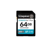 Tarjeta SD Kingston Canvas Go! Plus 64GB Clase 10 UHS-I U3 V30 200MB/s Negra