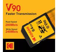 Tarjeta SD Kodak V90/V60/V30, tarjeta de memoria para cámara profesional, velocidad de lectura de hasta 280 MB/s, 128GB, 256GB, 512GB, SDXC, UHS II, compatible con 4K, 8K