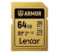 Lexar SDXC Pro Gold Series ARMOR UHS-II V60 IP68 Acero inoxidable R280 64 GB