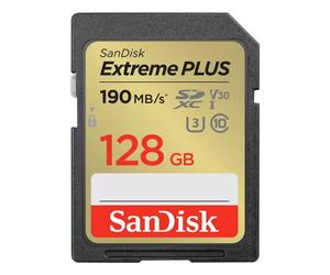Tarjeta SDXC Sandisk Extreme PLUS SDSDXW2-128G-GNCIN 128 GB 190 MB/s 90 MB/s UHS-I U3 V30
