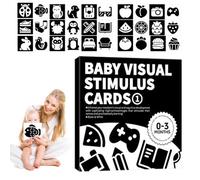 Tarjeta sensorial para bebés, juego de tarjetas de desarrollo sensorial en y negro, tarjeta de estimulación visual portátil para niños y niñas en edad preescolar