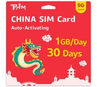 Tarjeta SIM de China de 30 días | 1 GB/día de velocidad 5G | Activación automática | Compartir Hotspot permitido | Soporta Google, Facebook, Whatsapp y más. Solo datos, sin telefonía.