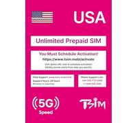 Tarjeta SIM de EE. UU. 18 días. Red T-Mobile con Datos ilimitados de Alta Velocidad en 5G/4G/LTE | Llamadas Locales y Mensajes ilimitados en EE. UU. (Incluido Hawái). ¡Tarjeta SIM 5G!