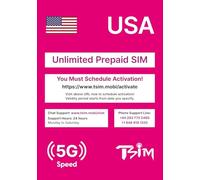 Tarjeta SIM de Estados Unidos de 30 días. Red móvil T-Mobile con volumen ilimitado de datos de alta velocidad en 5G/4G/LTE. Llamadas ilimitadas y SMS dentro de los Estados Unidos (incluyendo Hawaii