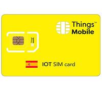 Tarjeta SIM IOT ESPAÑA -Things Mobile - Cobertura Global, Red multioperador GSM/2G/3G/4G LTE, sin costos fijos, sin vencimiento con tarifas competitivas. 10 € de crédito Incluido