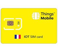 Tarjeta SIM IOT Francia - Things Mobile - con Cobertura Global y Red multioperador GSM/2G/3G/4G LTE, sin costes fijos, sin vencimiento y con tarifas competitivas, con 10 € de crédito Incluido