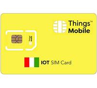 Tarjeta SIM IOT Italia - Things Mobile - con Cobertura Global y Red multioperador GSM/2G/3G/4G LTE, sin costes fijos, sin vencimiento y con tarifas competitivas, con 10 € de crédito Incluido